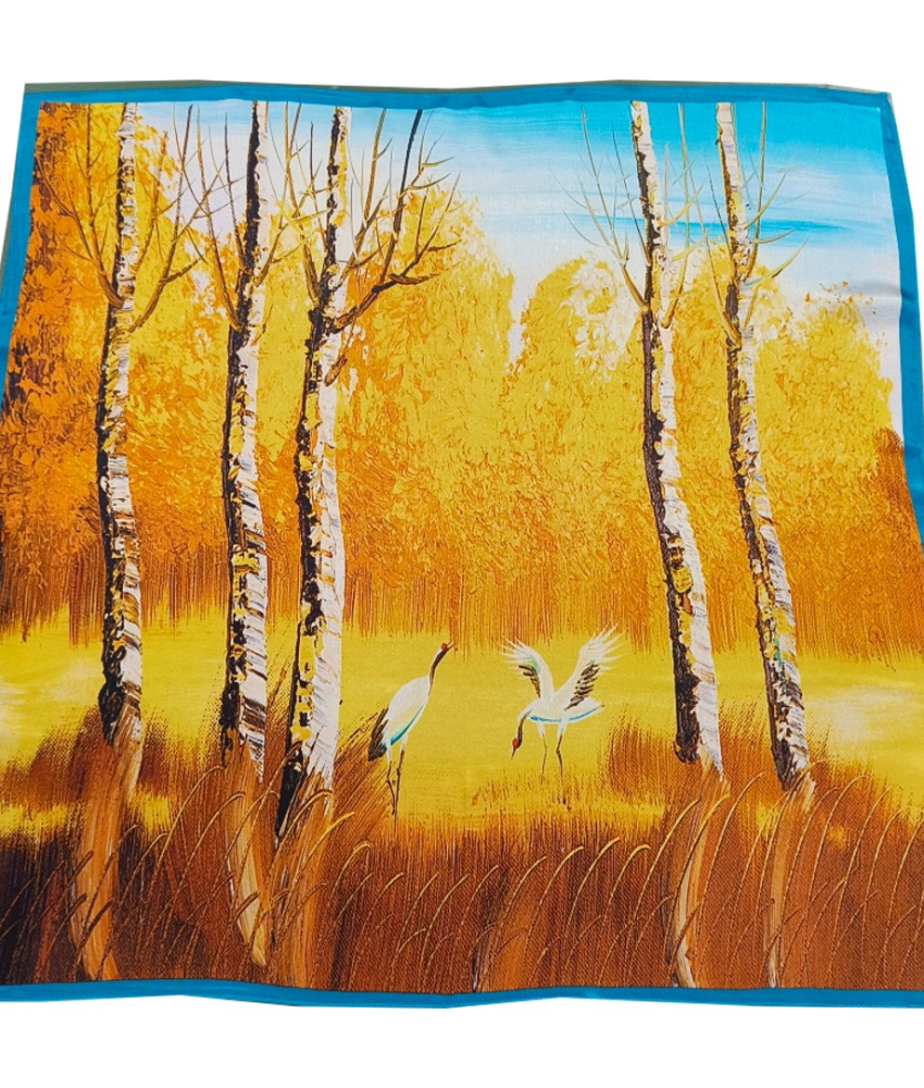 Silke Tørklæde 68 cm. x 68 cm. | Yellow Trees