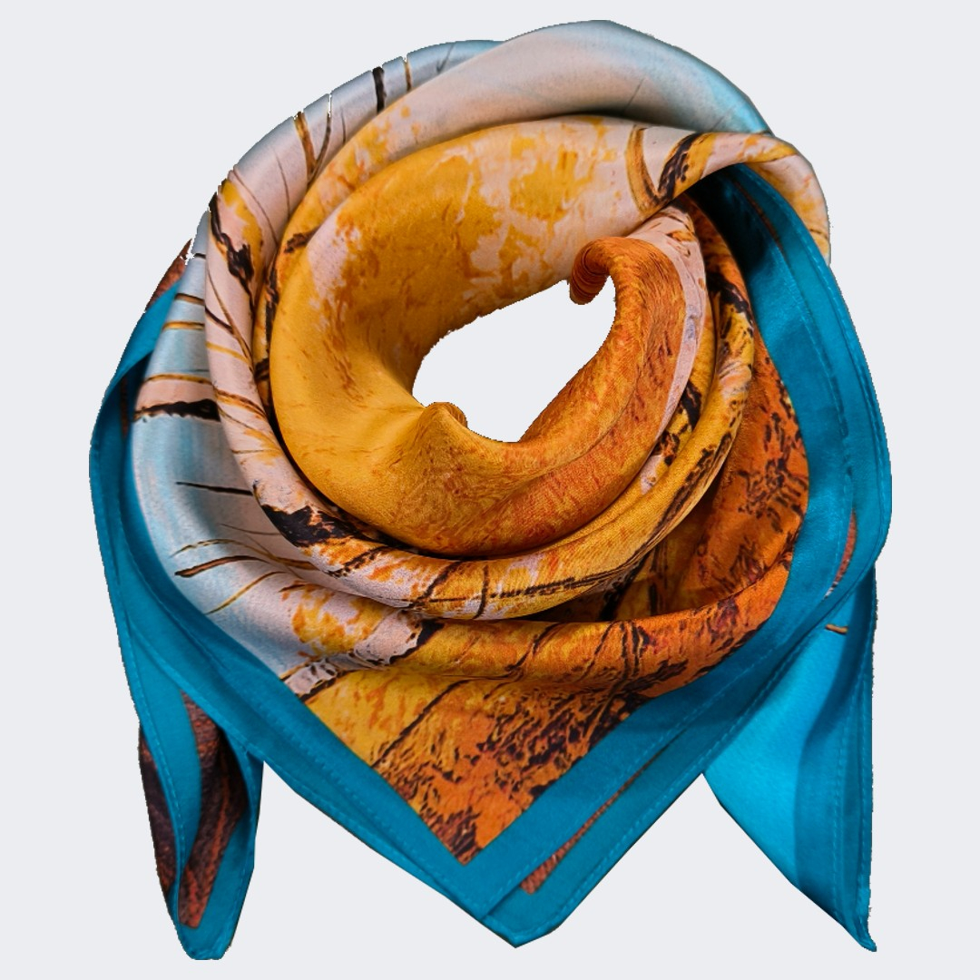 Silke Tørklæde 68 cm. x 68 cm. | Yellow Trees