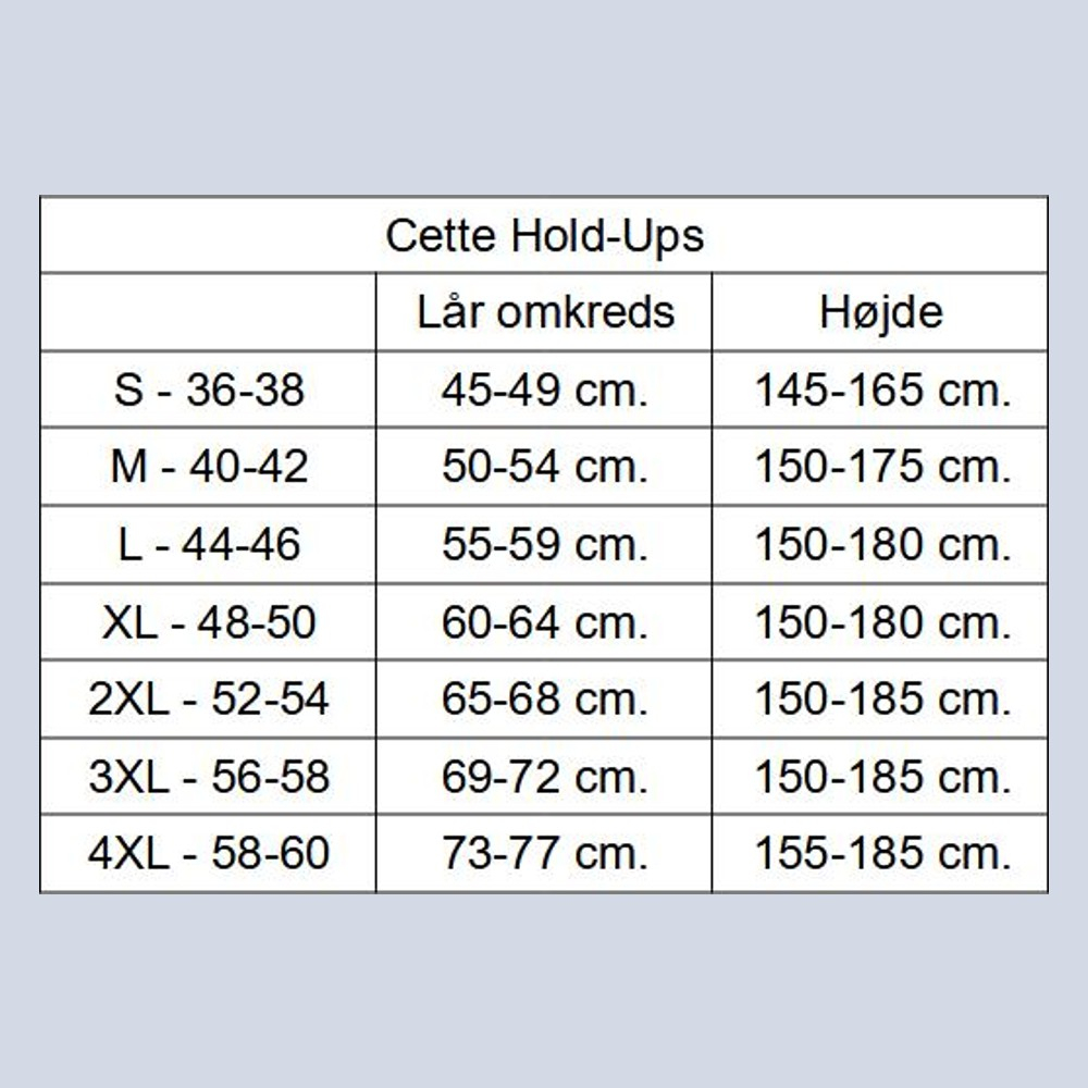 Cette størrelsesguide