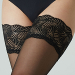 Sorte selvsiddende Plus Size strømper - Versailles 20 denier