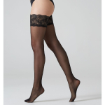 Sorte selvsiddende Plus Size strømper - Versailles 20 denier