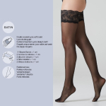 Sorte selvsiddende Plus Size strømper - Versailles 20 denier
