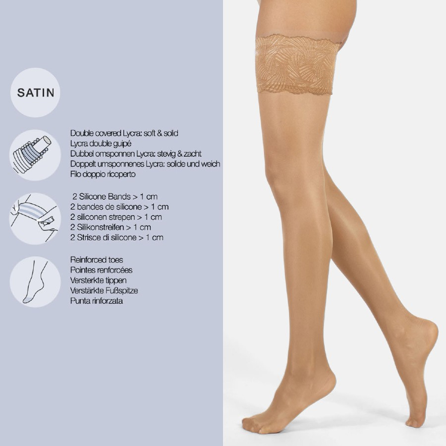 Nude selvsiddende Plus Size strømper - Versailles 20 denier