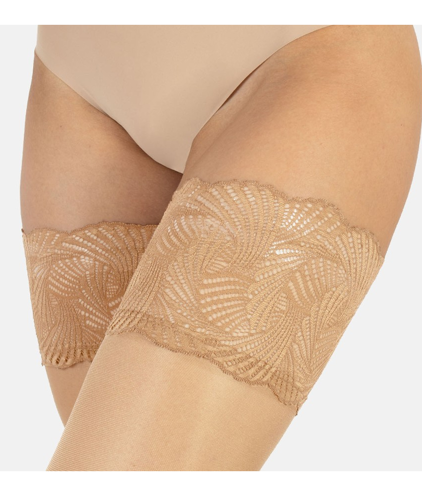 Nude selvsiddende Plus Size strømper - Versailles 20 denier