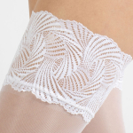 Hvide selvsiddende Plus Size strømper - Versailles 20 denier