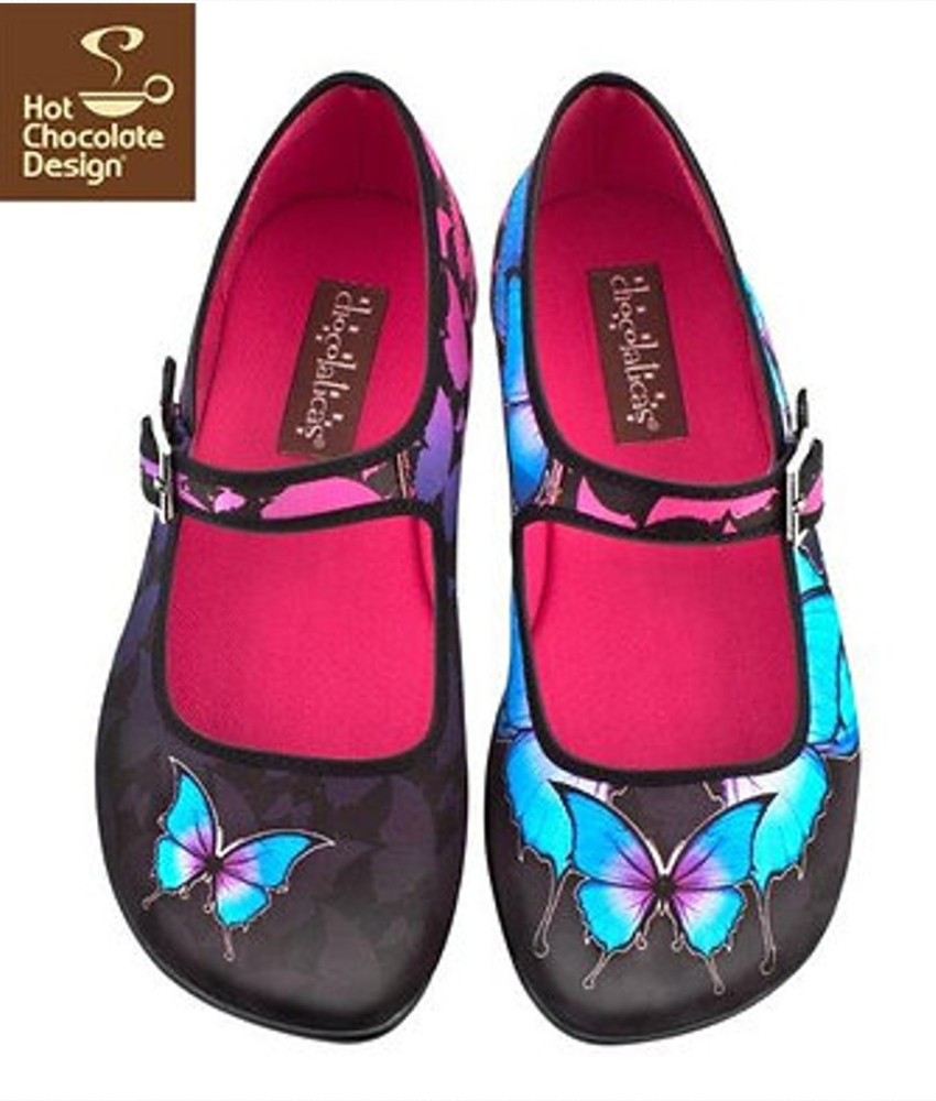 Dark Butterfly Mary Jane Sko fra Hot Chocolate Design