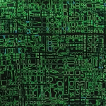 Sort plus size kjole i A-form med grønne detaljer - Saki Matrix