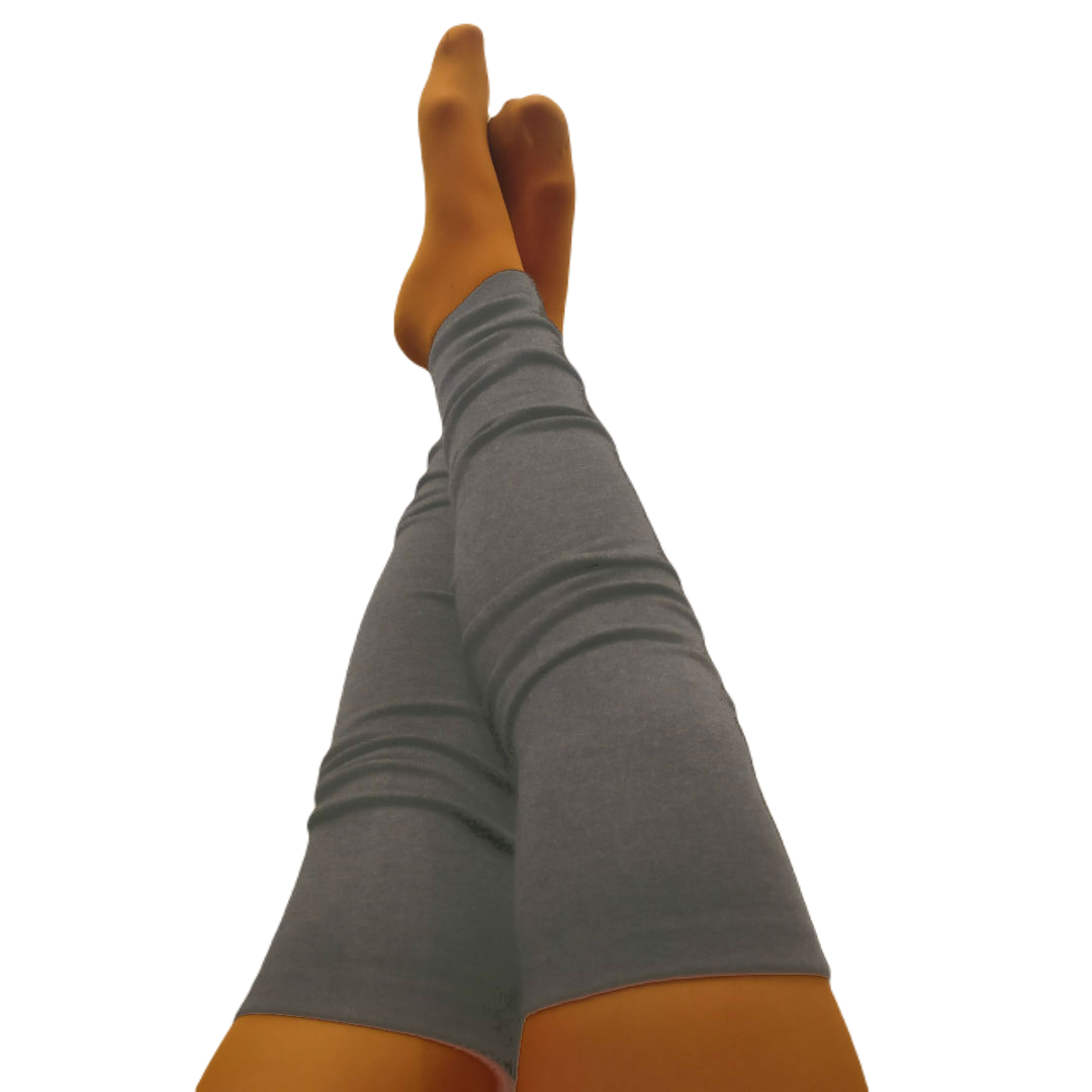 Lange lysegrå benvarmere til voksne i uld