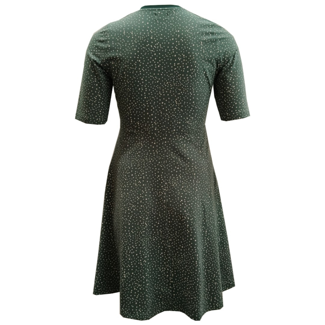 Lys grøn plus size kjole med prikker og empiresnit. Genkei Soft Green Spot