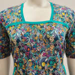 Turkis plus size kjole med rumraketter og planeter - Genkei Space Invaders