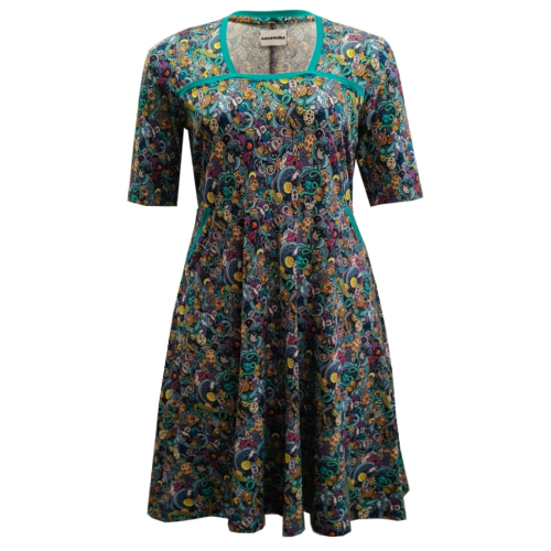 Turkis plus size kjole med rumraketter og planeter - Genkei Space Invaders