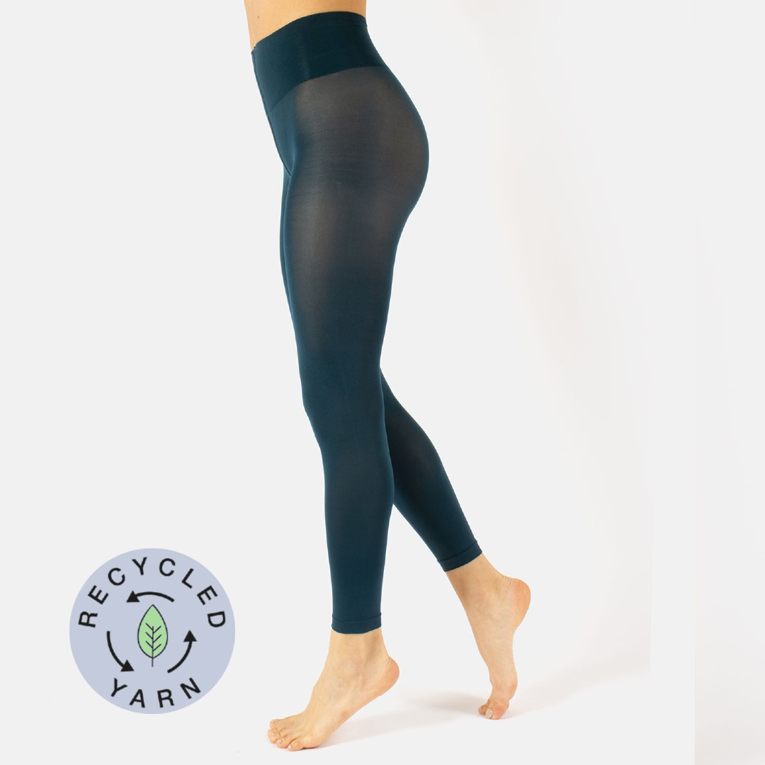 Petroleumsblå plus size leggings i genanvendte fibre