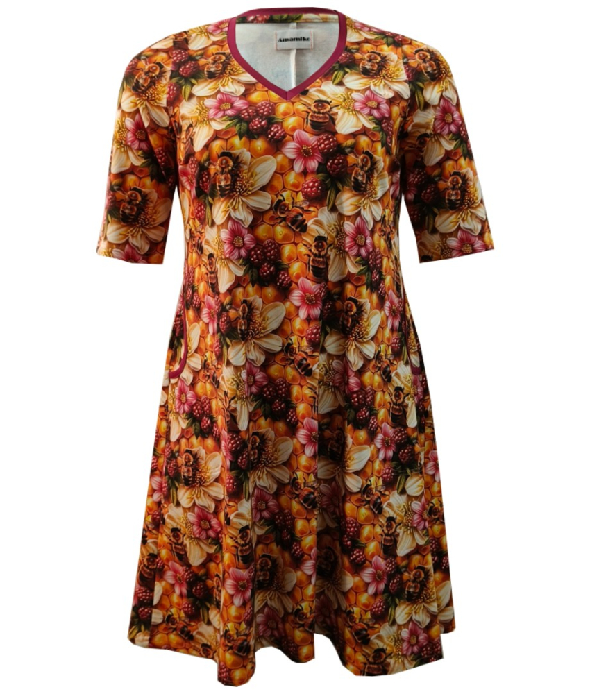 A-formet plus size kjole med honning og bier