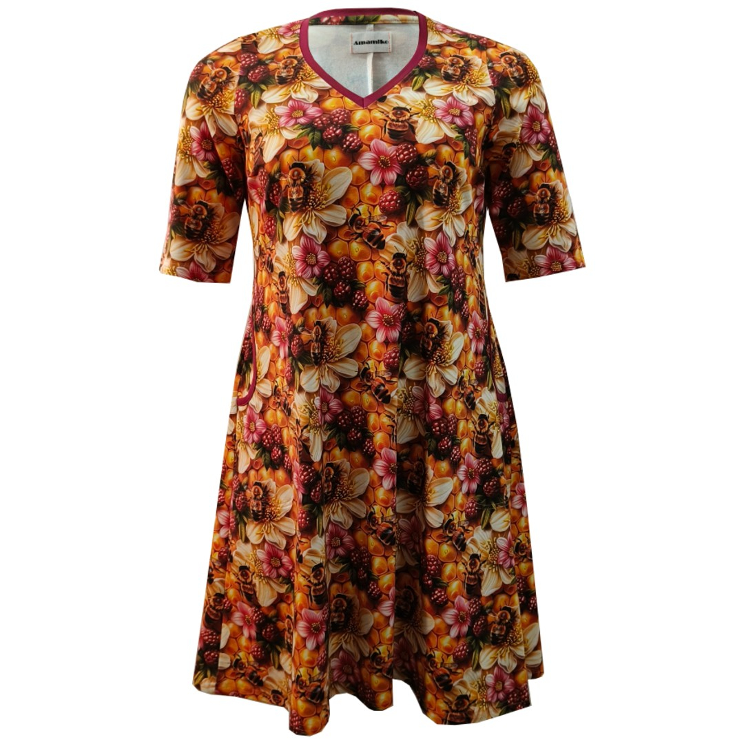 A-formet plus size kjole med honning og bier