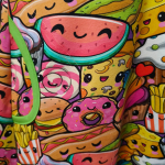 Pastelfarvet A-formet plus size kjole med snacks