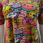 Pastelfarvet A-formet plus size kjole med snacks