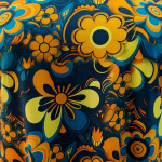 Petroleumsblå A-formet plus size kjole med retro blomster