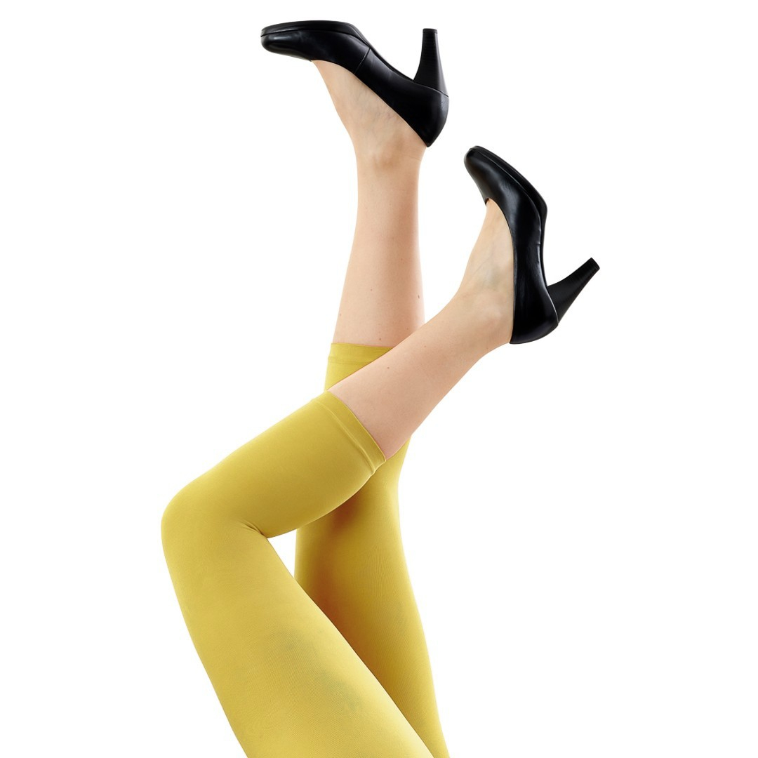 Plus size 3/4 Leggings i Gul - Amelie Yellow Festival 96120
