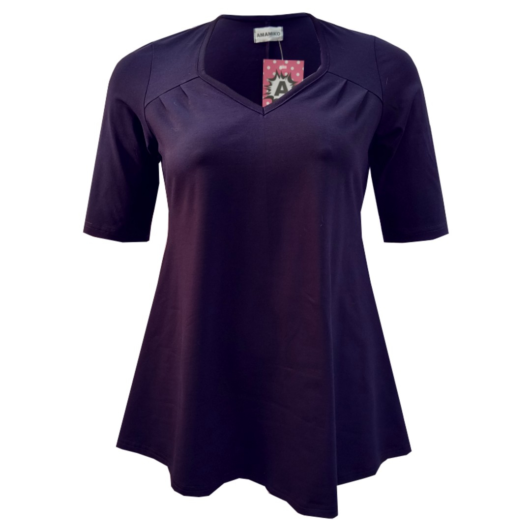 Hoshi Purple. Plus size bluse med A-form fra Amamiko