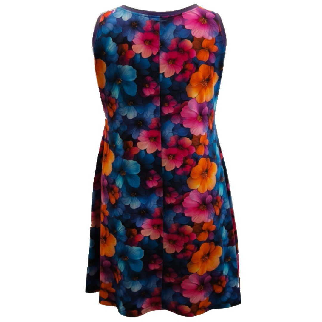 Lilla plus size sommerkjole med blomster - Tulla Purple Summer