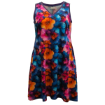 Lilla plus size sommerkjole med blomster - Tulla Purple Summer