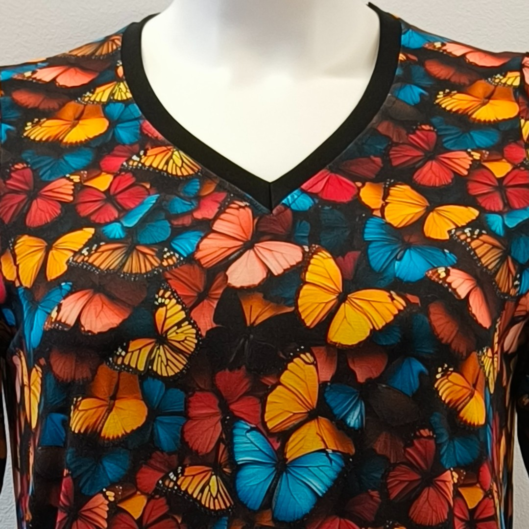 Sort plus size kjole med sommerfugle i bambus - Coco Bamboo Butterfly