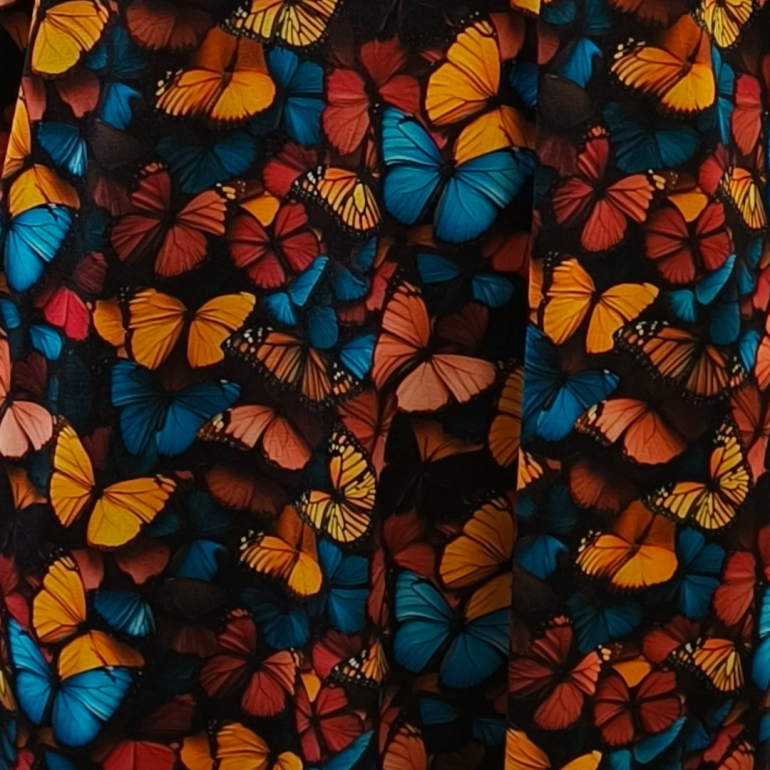 Sort plus size kjole med sommerfugle i bambus - Coco Bamboo Butterfly