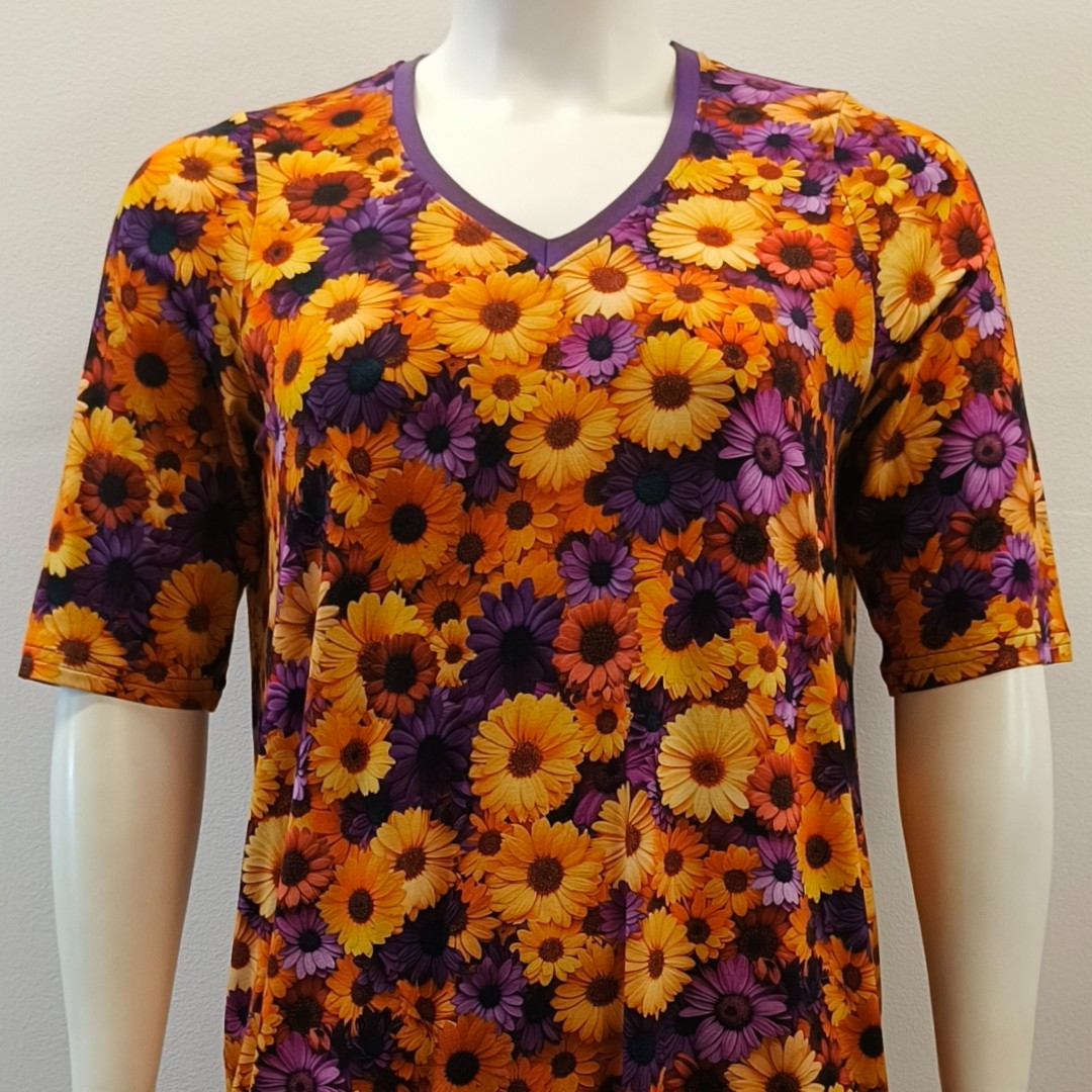 Lilla plus size kjole med blomster i bambus - Coco Bamboo Flower