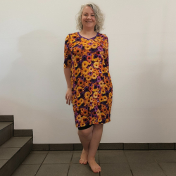 Lilla plus size kjole med blomster i bambus - Coco Bamboo Flower