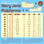 Størrelses skema Mary Jane og Platform sko fra Hot Chocolate Design