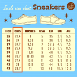 Størrelses skema sneakers fra Hot Chocolate Design