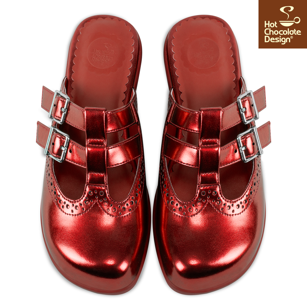 Chrome Crush Crimson Clogs - Flade sandaler fra Hot Chocolate Design