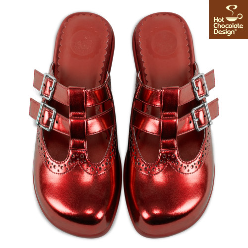 Chrome Crush Crimson Clogs - Flade sandaler fra Hot Chocolate Design