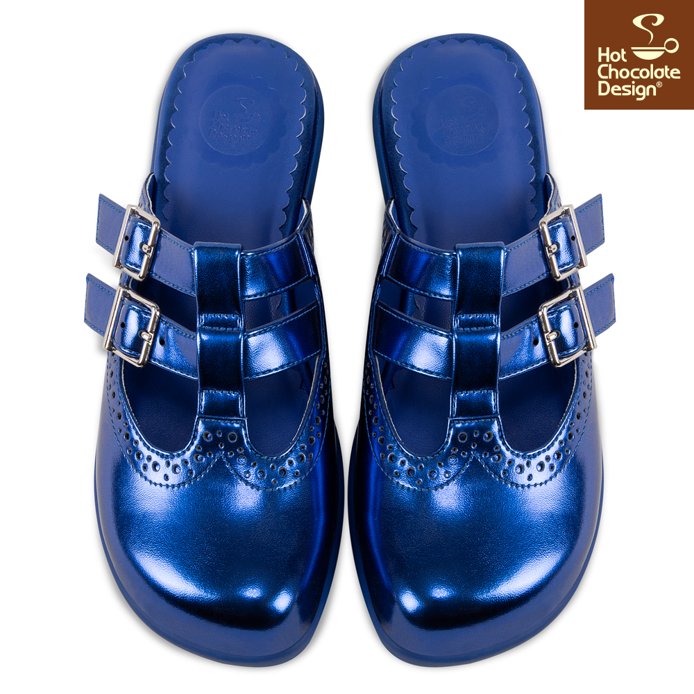 Chrome Crush Blue Clogs - Flade sandaler fra Hot Chocolate Design