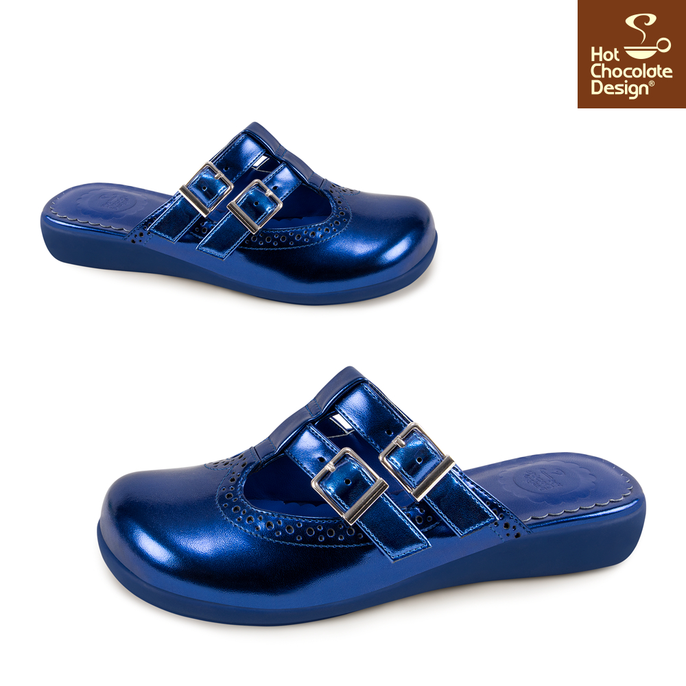 Chrome Crush Blue Clogs - Flade sandaler fra Hot Chocolate Design