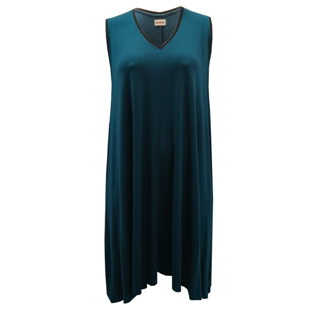 Petroleums blå plus size sommerkjole i modal. Moon Soft Petrol