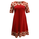 A-formet plus size kjole i rød og lyserød - Saki Cherry Love