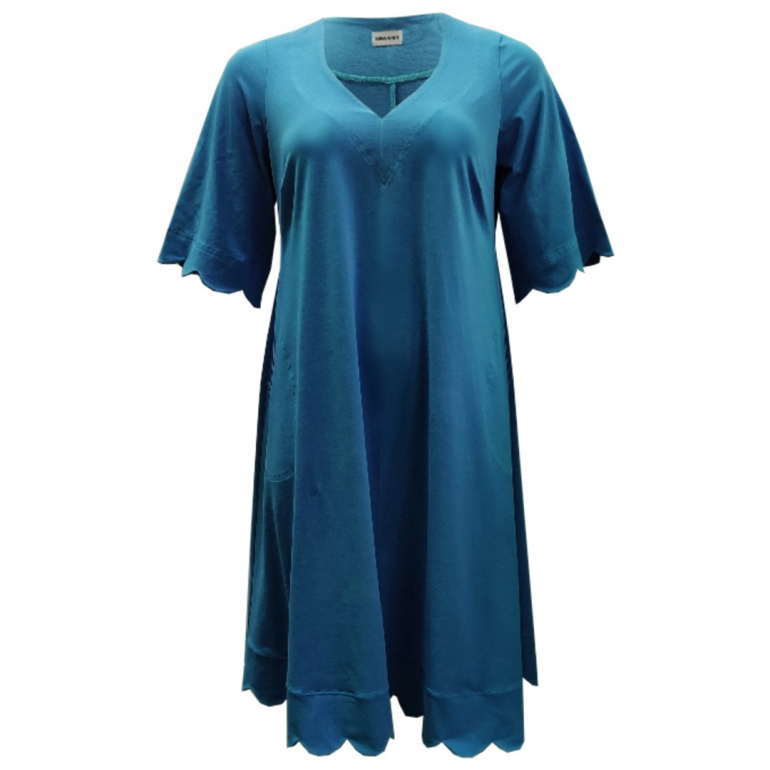 A-formet plus size kjole i lys denim blå - Nami Denim Blue