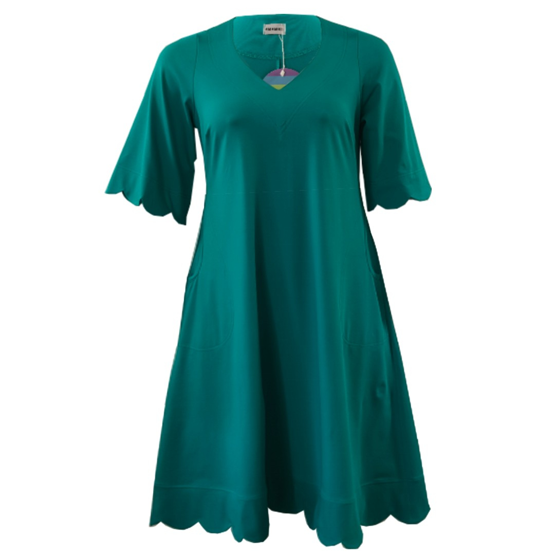A-formet plus size kjole i smaragdgrøn - Nami Emerald Green