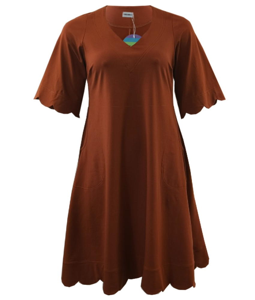 A-formet plus size kjole i varm brun - Nami Terra