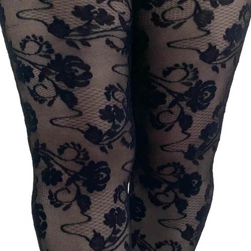 Black Fleur Lace - Plus size Blonde strømpebukser i sort fra Pamela Mann