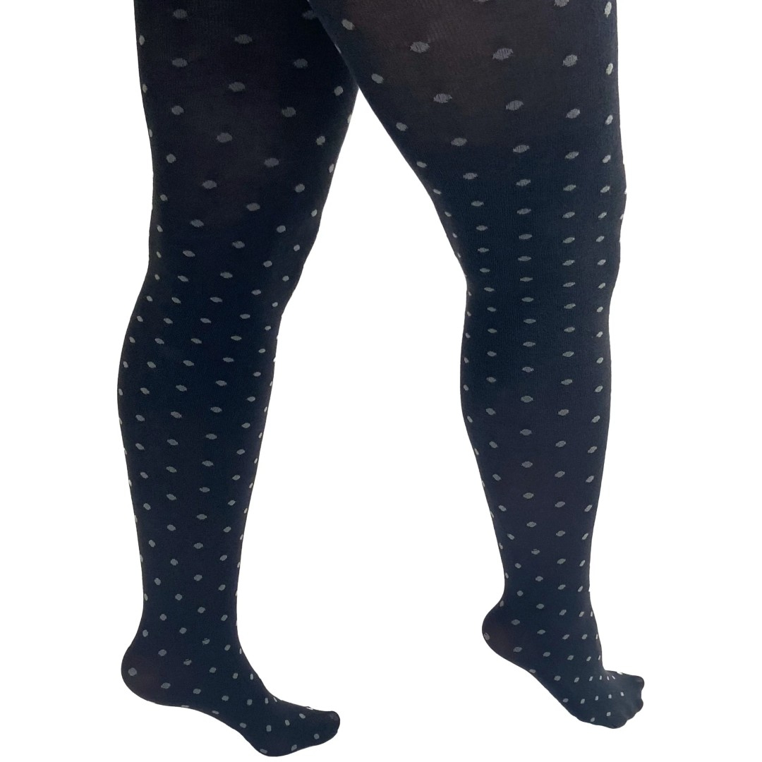 Slate/Pebble Spot Bamboo Curvy Strømpebukser fra Pamela Mann