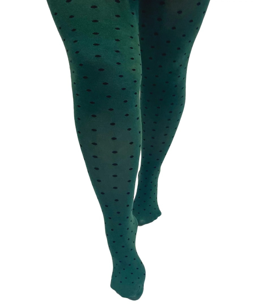 Forest Green/Black Spot Bamboo Curvy Strømpebukser fra Pamela Mann