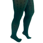 Forest Green/Black Spot Bamboo Curvy Strømpebukser fra Pamela Mann