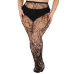 Botanical Net Black - Curvy Super Stretch Strømpebukser fra Pamela Mann