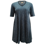 Løs blå Plus Size kjole med prikker - Emi Blue Dot