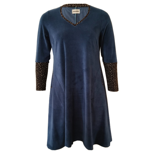 Plus size velour kjole - Tulla Dark Denim Velvet