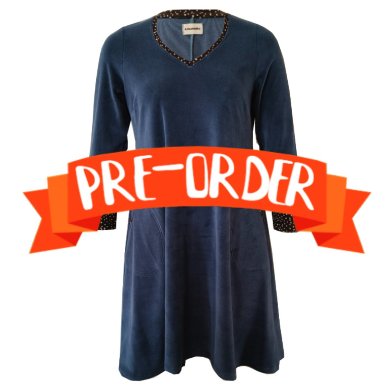 Plus size velour kjole - Tulla Dark Denim Velvet