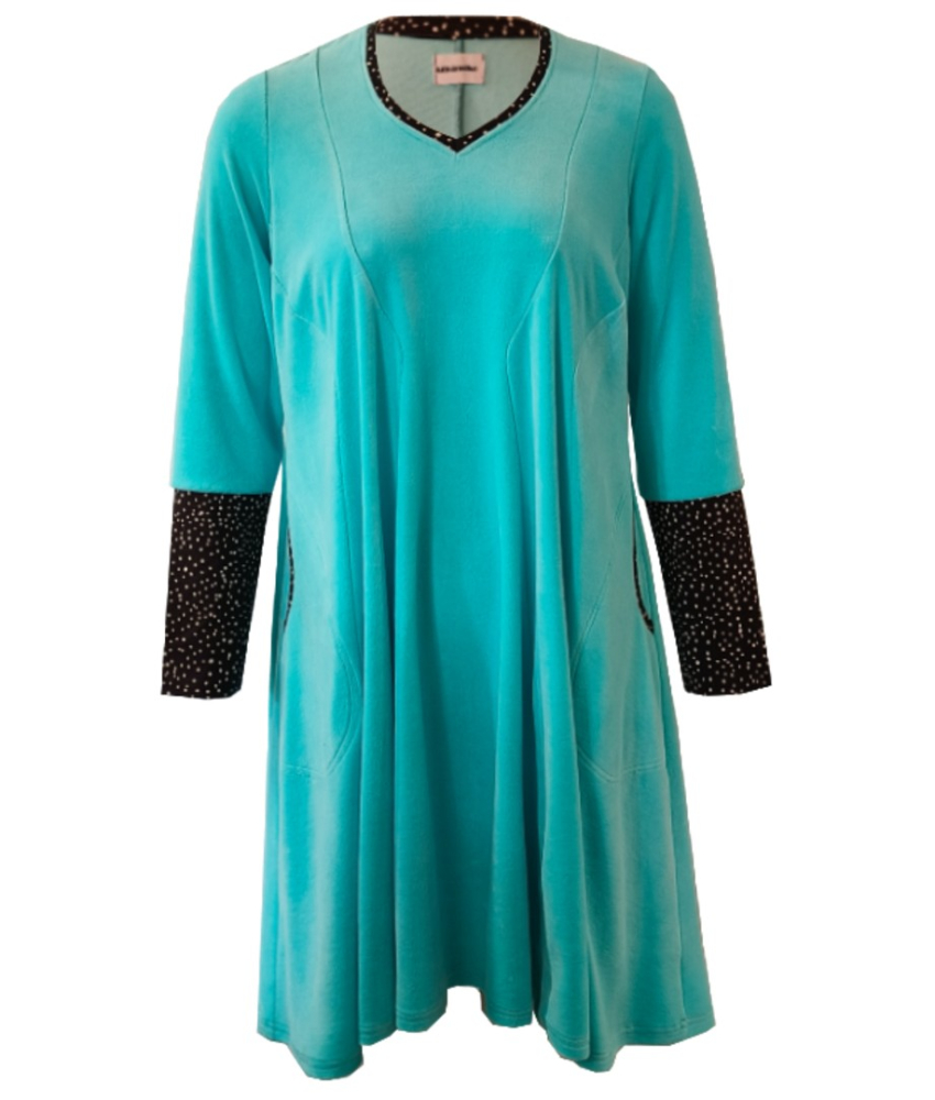 Løs plus size velour kjole - Emi Ice Blue Velvet