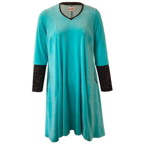 Løs plus size velour kjole - Emi Ice Blue Velvet